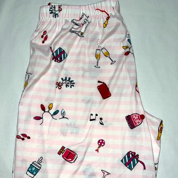 Kate Spade Long 2Pcs Festive Fun Notch Collar Pajama Set Pink - Picture 5 of 8